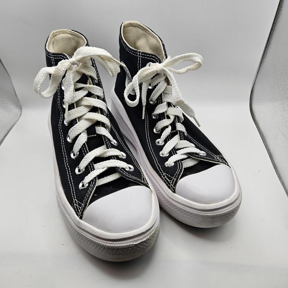 Converse Chuck Taylor Womens Move Hi Black White Platform Sneakers 568497C Sz 8